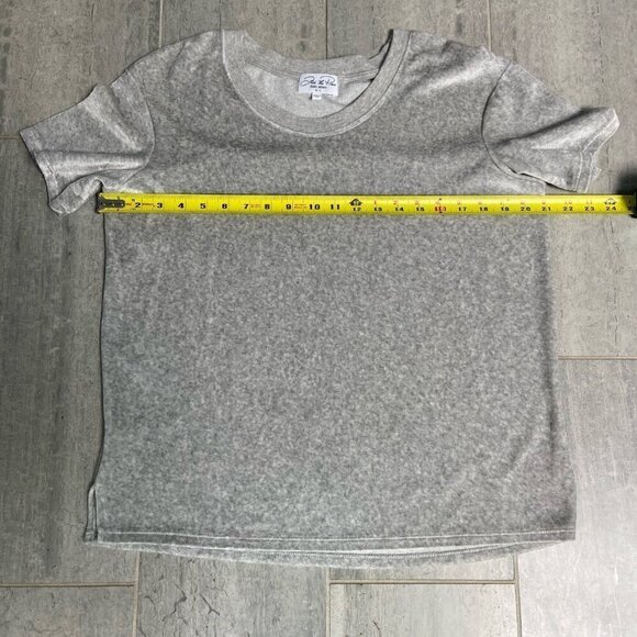 Feel the Piece Terre Jacobs Velour Short Sleeve Tee Shirt Grey Size M/L - Picture 7 of 10